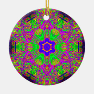 groovy six-point blue star ceramic ornament