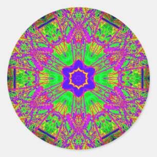 groovy six-point star classic round sticker