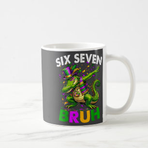 Groovy Six Seven Bruh Alligator Dabbing Mardi Gras Coffee Mug