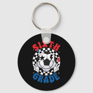 Groovy Sixth Grade Team Soccer First Day Of School Keychain