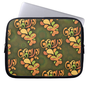 Groovy Sixties Butterflies Pattern Retro Design Laptop Sleeve
