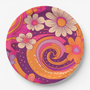 Groovy sixties pattern paper plate