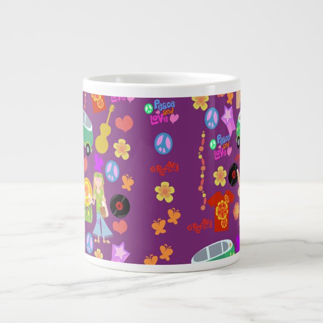 Groovy Sixties Violet Pattern Large Coffee Mug (Front)