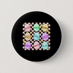Groovy Skibidi Easter Egg Funny Rizz Meme Easter H 2 Inch Round Button