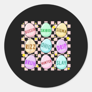 Groovy Skibidi Easter Egg Funny Rizz Meme Easter H Classic Round Sticker