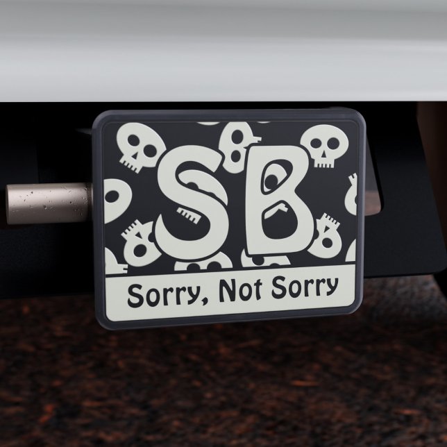 Groovy Skull Pattern Monogram Hitch Cover (A fun hitch cover to use when your Sorry (or not sorry) Just add your initials)
