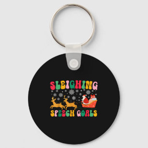 Groovy Sleighing Speech Goal Reindeer Christmas Sp Keychain