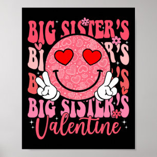 Groovy Smile Face Big Sister's Valentine Daughter  Poster