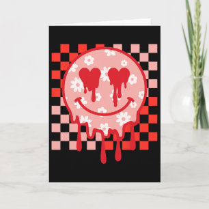 Groovy Smile Face Dripping Happy Valentine Day Men Card