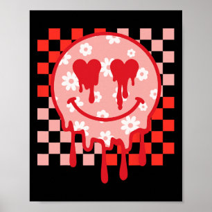 Groovy Smile Face Dripping Happy Valentine Day Men Poster