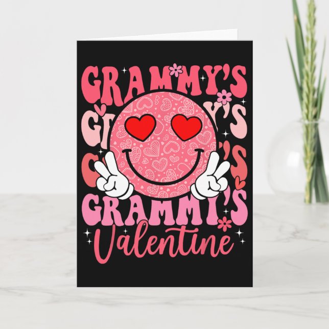 Groovy Smile Face Grammy's Valentine Daughter Niec Card (Front)