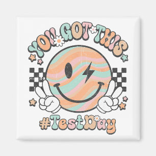 Groovy Smile Face This You Got Rock The Test Day Magnet