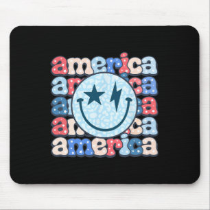 Groovy Smile Shirt For Women 4th Of July Patriotic Mouse Pad