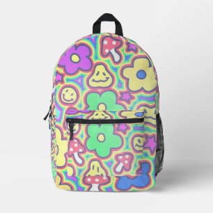 Groovy Smiles Psychedelic Printed Backpack