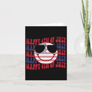 Groovy Smiling Face American 4th Of July Card