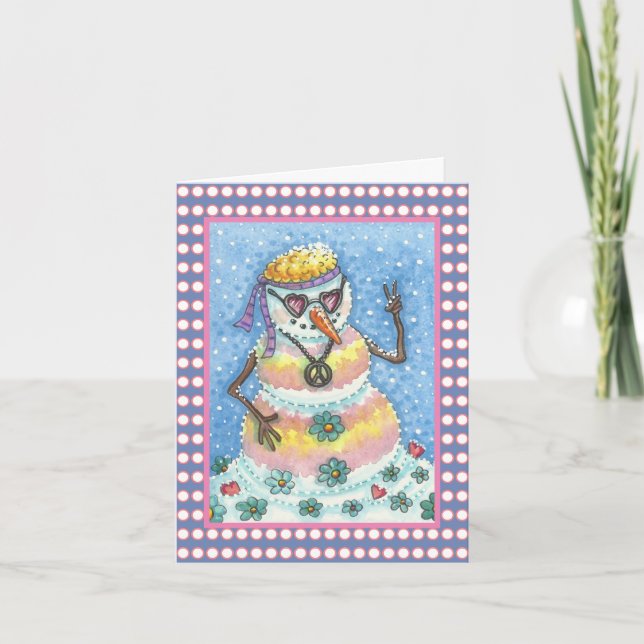 GROOVY SNOWMAN PEACE CHRISTMAS GREETING CARD B (Front)