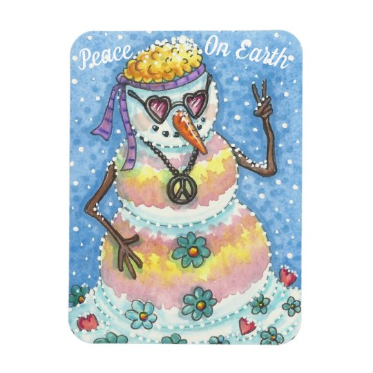 Groovy Snowman Peace On Earth Christmas Magnet Zazzle Ca