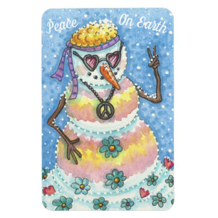 GROOVY SNOWMAN "PEACE ON EARTH" CHRISTMAS MAGNET