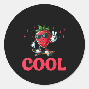 Groovy So Berry Cool Fruit Lover Strawberry Season Classic Round Sticker