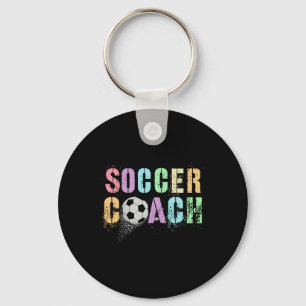 Groovy Soccer Coach Play Mama Coaching Cleats Girl Keychain