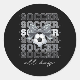 Groovy Soccer Coquette Bow Girls Women Soccer All Classic Round Sticker