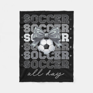 Groovy Soccer Coquette Bow Girls Women Soccer All  Fleece Blanket