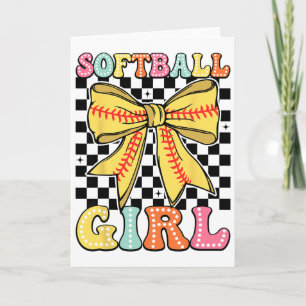 Groovy Softll Girl Coquette Bow Softll Girls Women Card