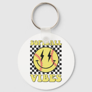 Groovy Softll Vibes Smile Face Girls Women Keychain