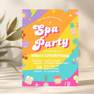 Groovy Spa Pamper Glam Party Birthday Invitation