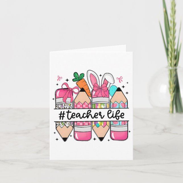 Groovy Sped Teacher Easter Bunny Sped Teaching Eas Card (Front)