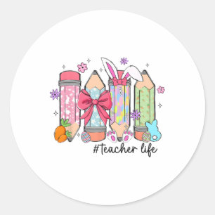 Groovy Sped Teacher Easter Bunny Sped Teaching Eas Classic Round Sticker
