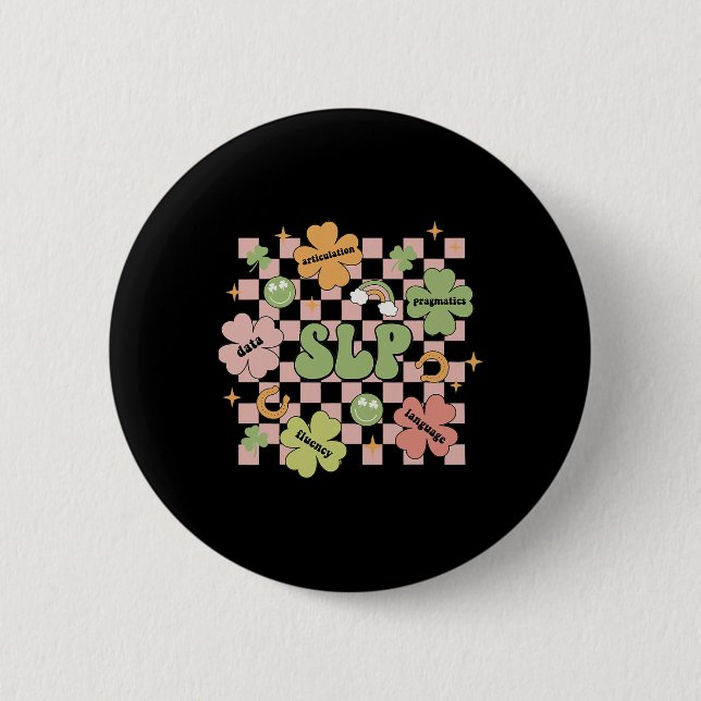 Groovy Speech Language Pathology St Patricks Day S 2 Inch Round Button (Front)