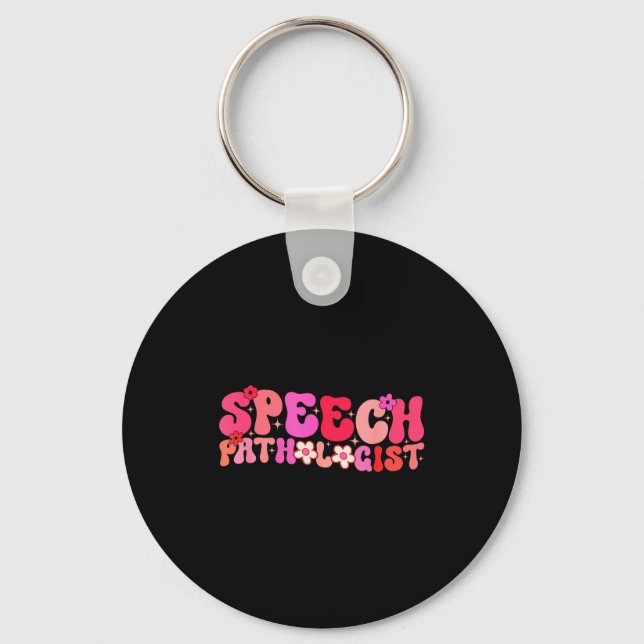 Groovy Speech Pathologist Speech Language Therapy  Keychain (Front)