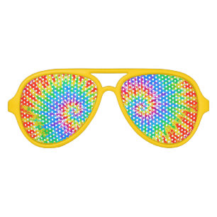 Groovy Spiral Rainbow Tie Dye Aviator Sunglasses