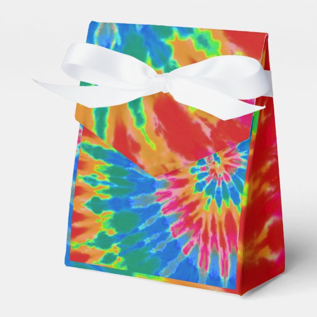 Groovy Spiral Rainbow Tie Dye Favor Box (Front Side)