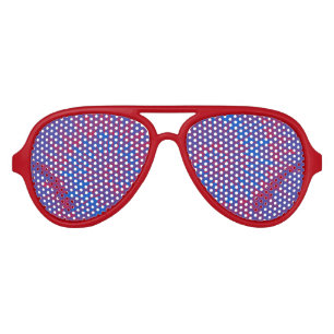 Groovy Spiral Red and Blue Tie Dye Aviator Sunglasses