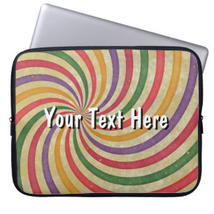 Groovy Spiral Sunbeam Ray Swirl Design Grungy Laptop Sleeve