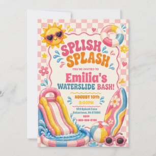 Groovy Splish Splash Girl Birthday Invitation