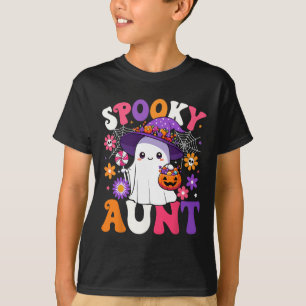 Groovy Spooky Aunt Halloween Ghost Pumpkin Hallowe T-Shirt