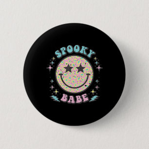 Groovy Spooky Babe Face Happy Halloween Costume Re 2 Inch Round Button