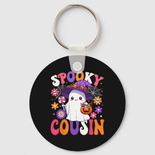 Groovy Spooky Cousin Halloween Ghost Pumpkin Hallo Keychain