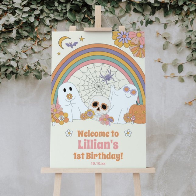 Groovy Spooky Halloween Ghost Party Sign (Creator Uploaded)