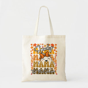Groovy Spooky Mama Cute Ghost Fall Colours Tote Bag