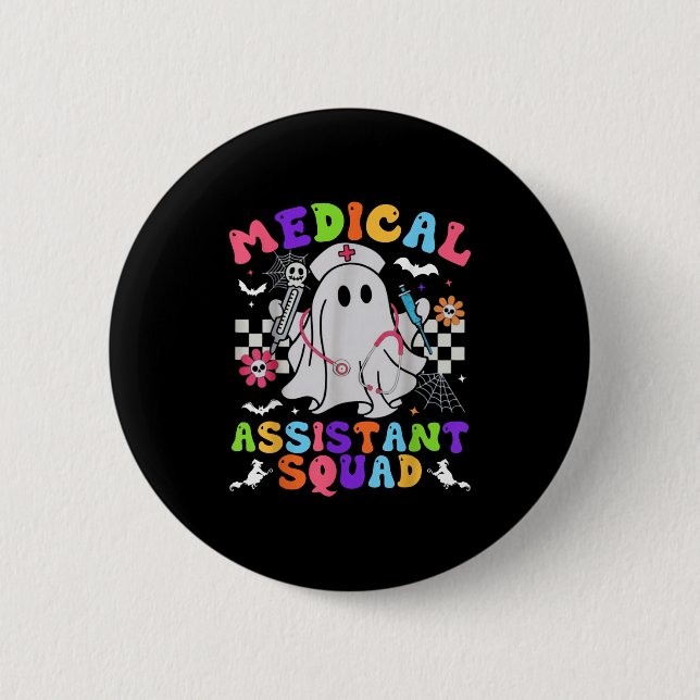 Groovy Spooky Medical Istant Squad Cute Halloween  2 Inch Round Button (Front)