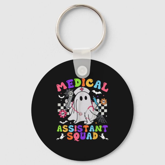 Groovy Spooky Medical Istant Squad Cute Halloween  Keychain (Front)
