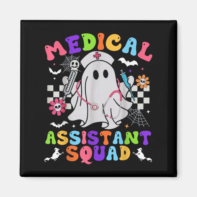 Groovy Spooky Medical Istant Squad Cute Halloween  Magnet (Front)