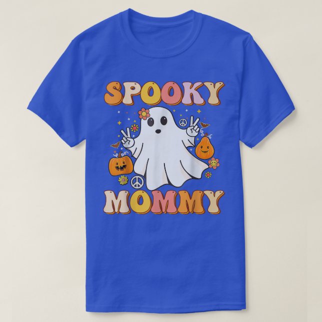 Groovy Spooky Mommy Ghost Boo Halloween Costume Re T-Shirt (Design Front)