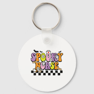 Groovy Spooky Nurse Retro Halloween Nurse Fall Scr Keychain