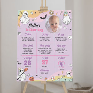 Groovy Spooky One Birthday Milestone Sign