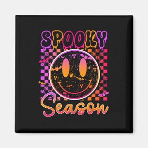 Groovy Spooky Season Floral Hippie Smile Halloween Magnet